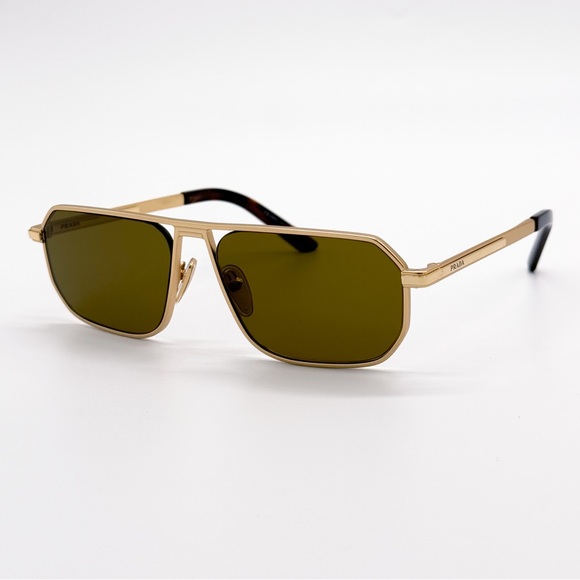 NEW PRADA PRA53S 1BK01T UNISEX SUNGLASSES SPR A53 1BK01T GOLD PR A53S - Picture 4 of 12